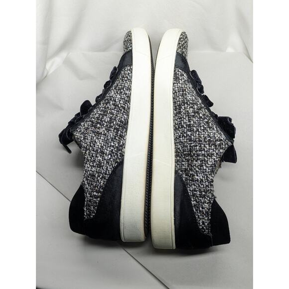 Naturalizer Morrison Sneakers 9.5 Wide Black-White Tweed Velvet Burnout Lace - Picture 5 of 7